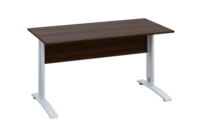 EPK 17 - 14 stůl kancelářský, kovová podnož bílá, deska 18 mm, široký 1400 mm, ořech královský